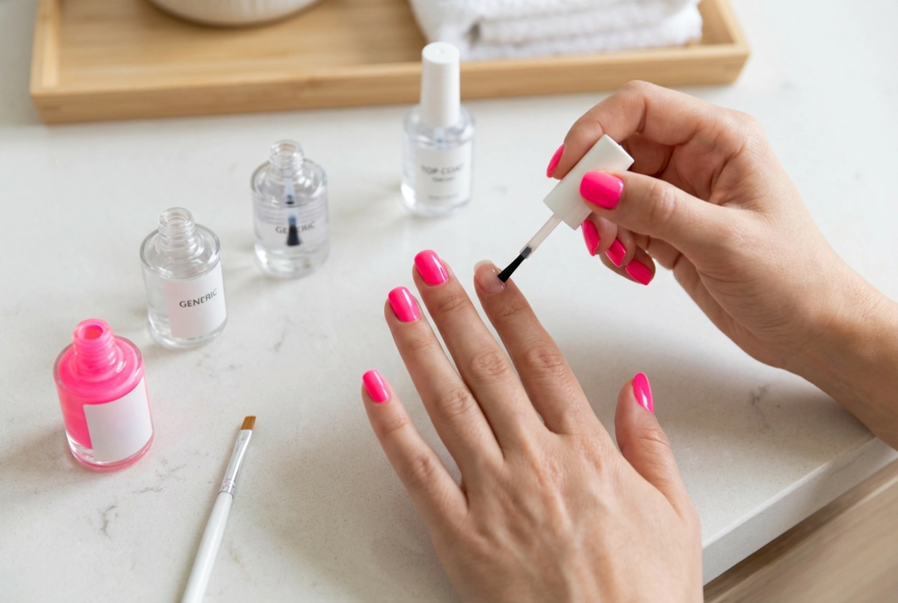 Neonroze nagels stap voor stap: basis, lagen en topcoat