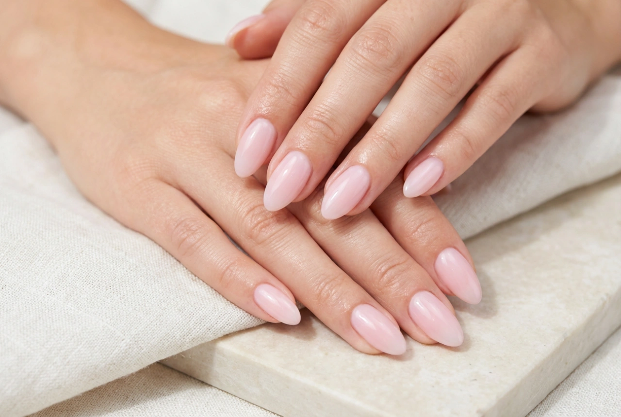 Pastelroze nagels: hoe creëer je een melkachtig effect en glans