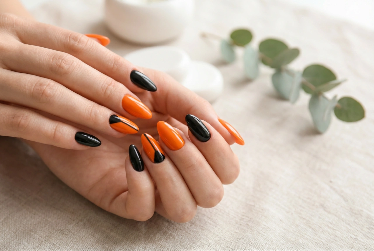 Oranje nagels met zwart: opvallende nail art stap voor stap