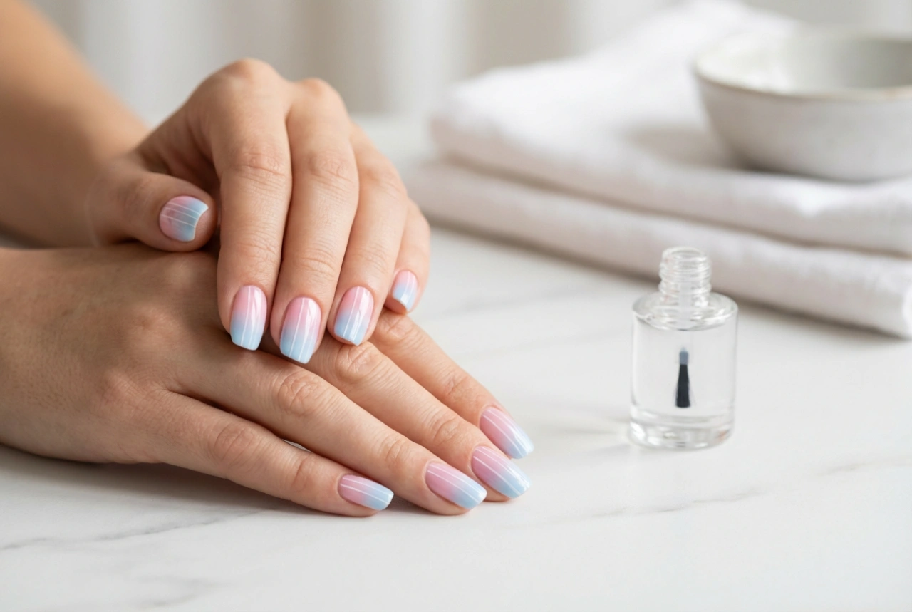 Roze en Blauwe Nagels: Ombre, Streepjes en Hoe Je de Kleur Beschermt