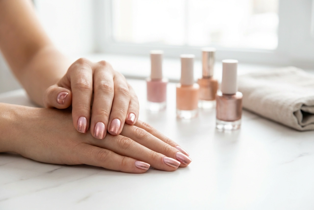 Roze en roségouden nagels: hoe combineer je roze met een metallic glans