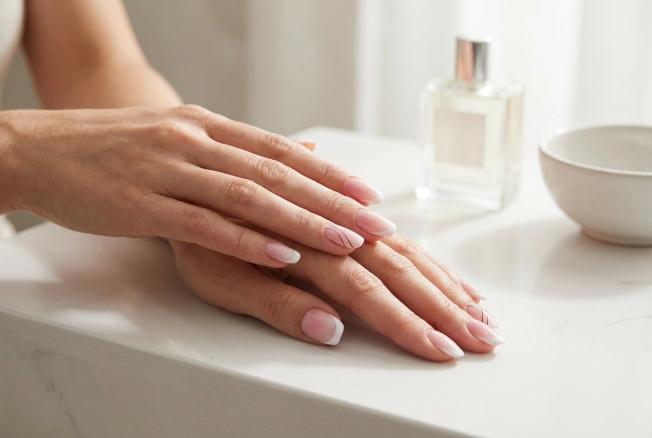 Roze-witte nagels: french manicure, ombre en strakke lijnen