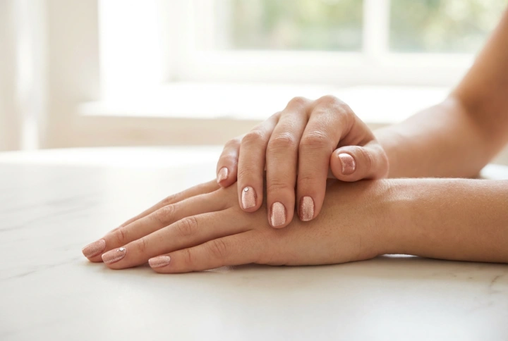Verfijnde roségouden nagels: eenvoudige versieringen stap voor stap