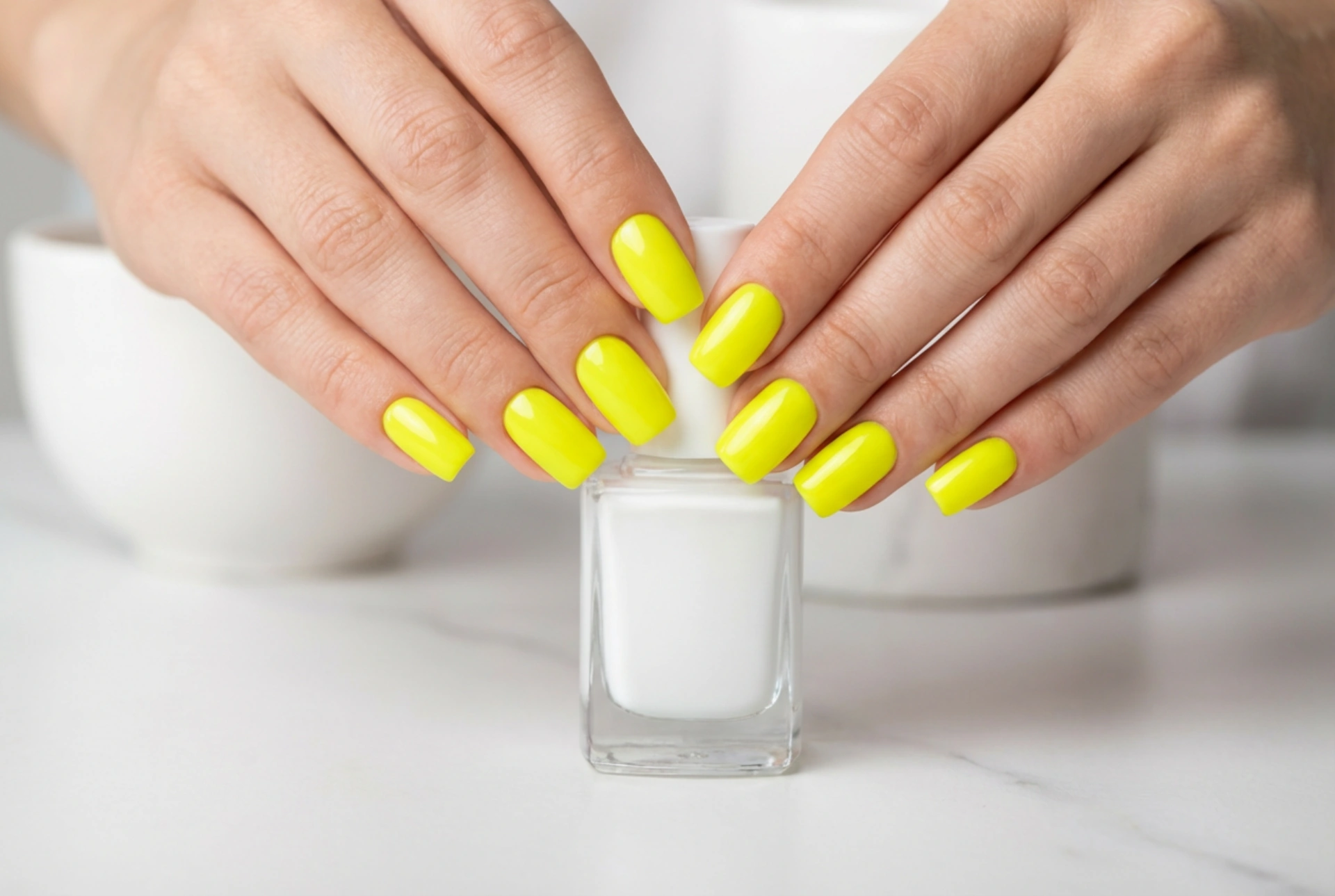Neon gele nagels: hoe je ze egaal lakt en strepen vermijdt