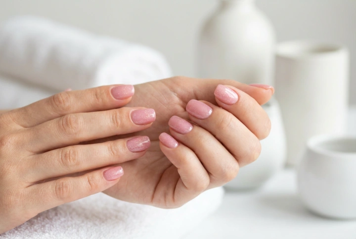 Roze nagels met glanspoeder: hoe breng je het effect aan en behoud je de glans