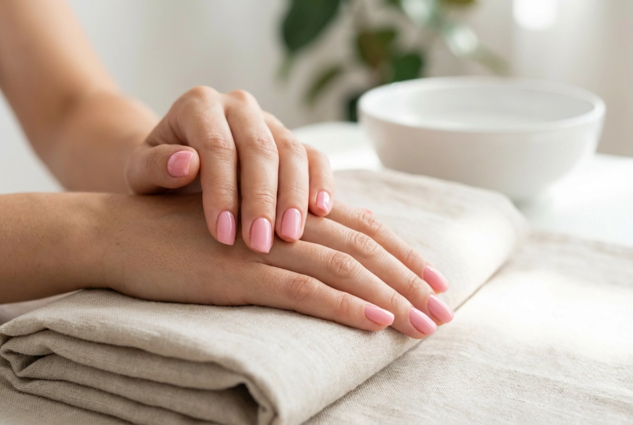 Hybride manicure: roze hybride nagels stap voor stap