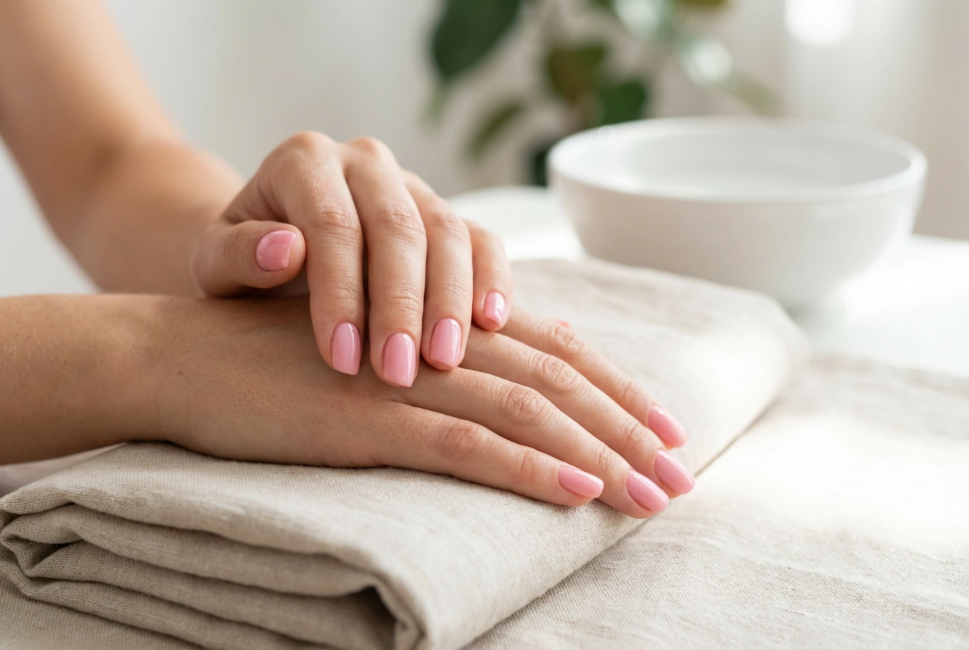 Hybride manicure: roze hybride nagels stap voor stap