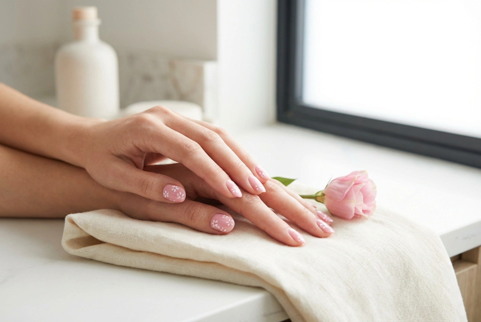 Bloemen op je nagels: roze nagels met bloemen stap voor stap
