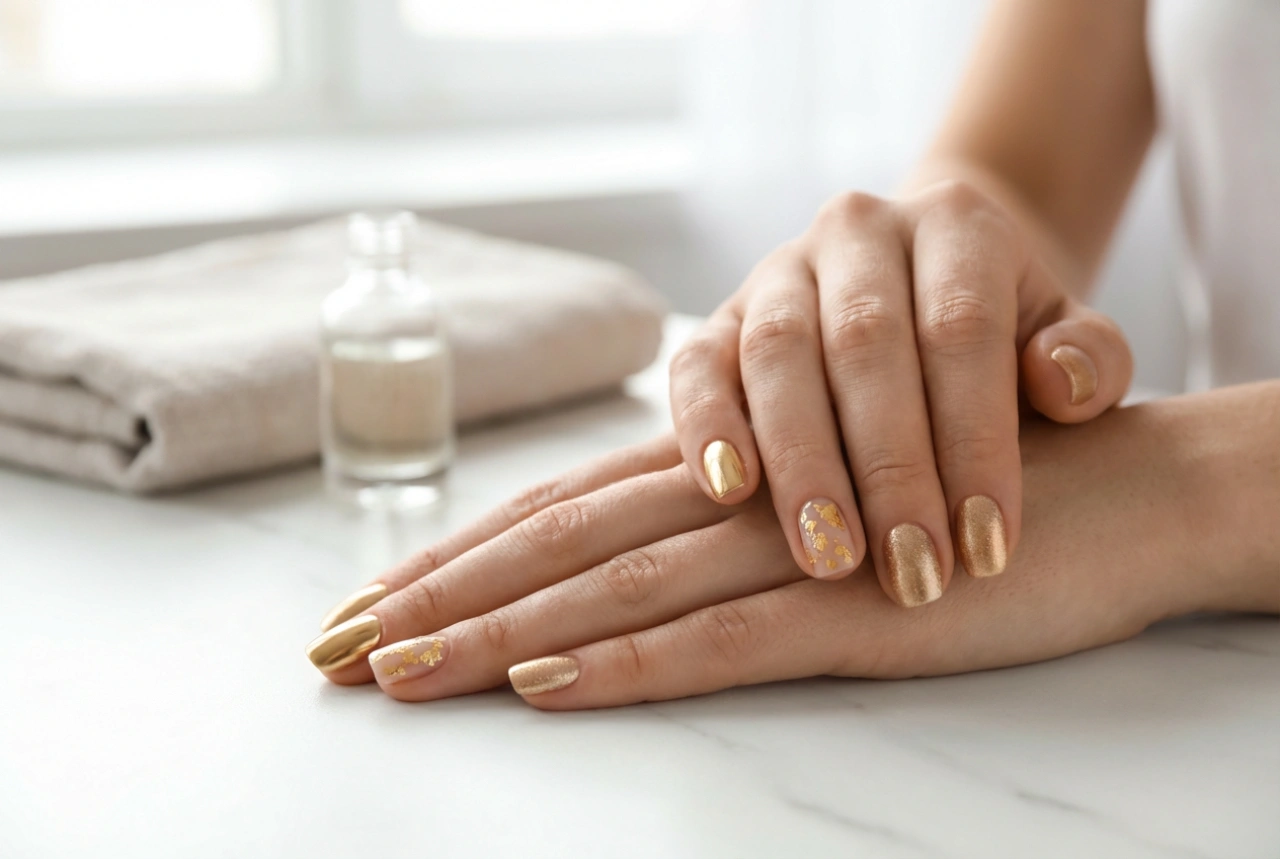 Gouden Nagels op Meerdere Manieren: Poeder, Folie en Metallic Lak