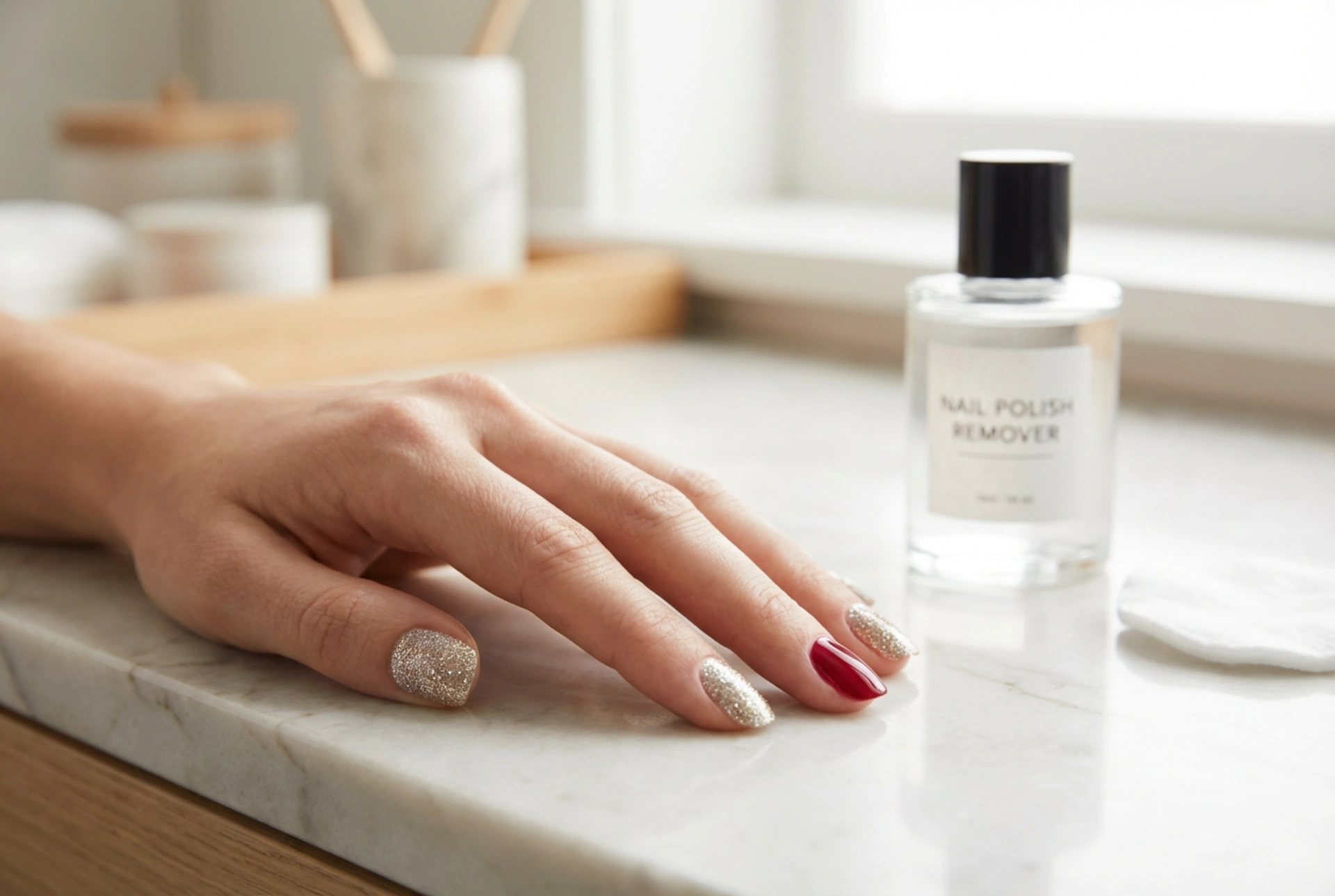 Glitternagels: volledige dekking, accent op één nagel en verwijderen