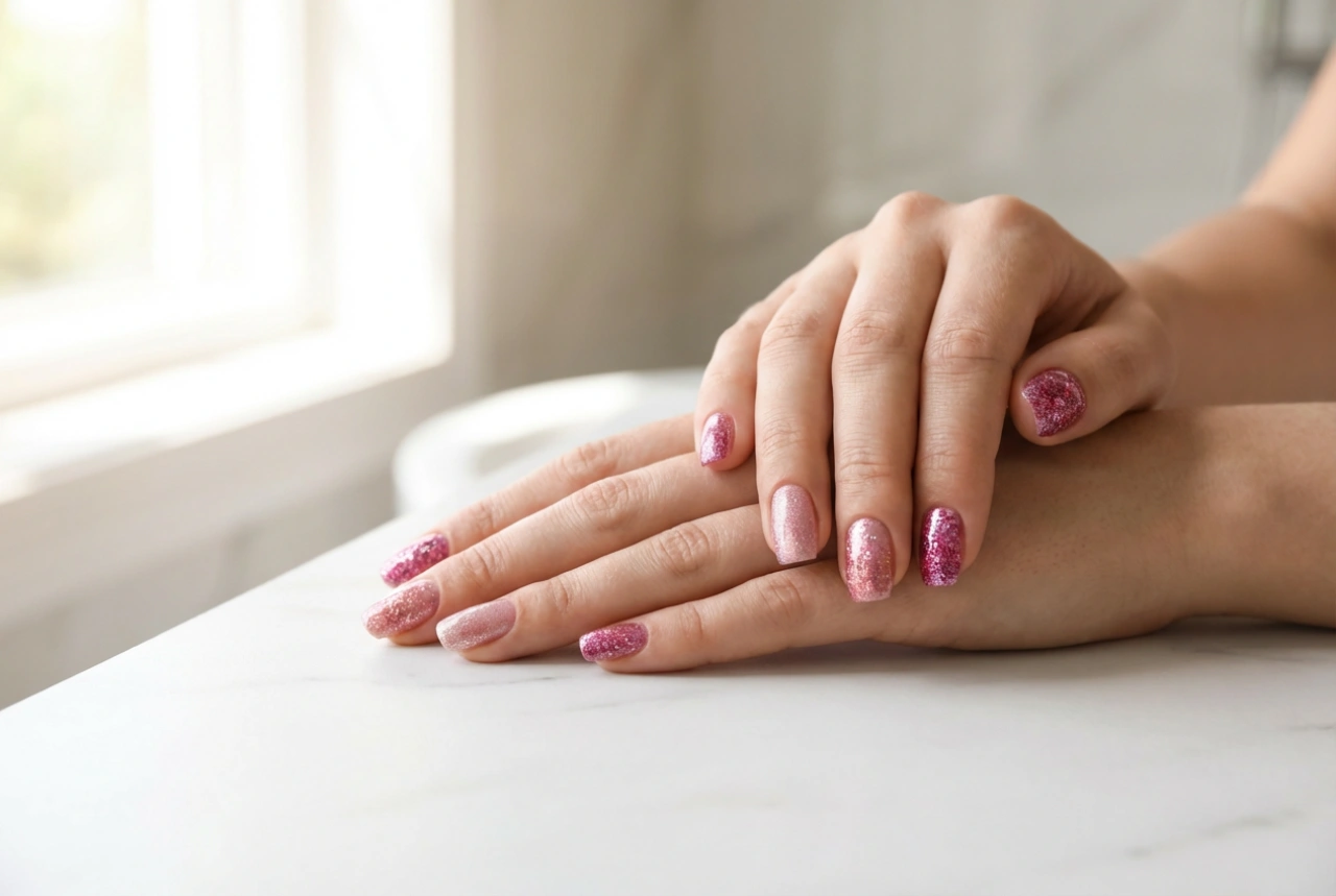Roze glitternagels: hoe combineer je tinten en texturen