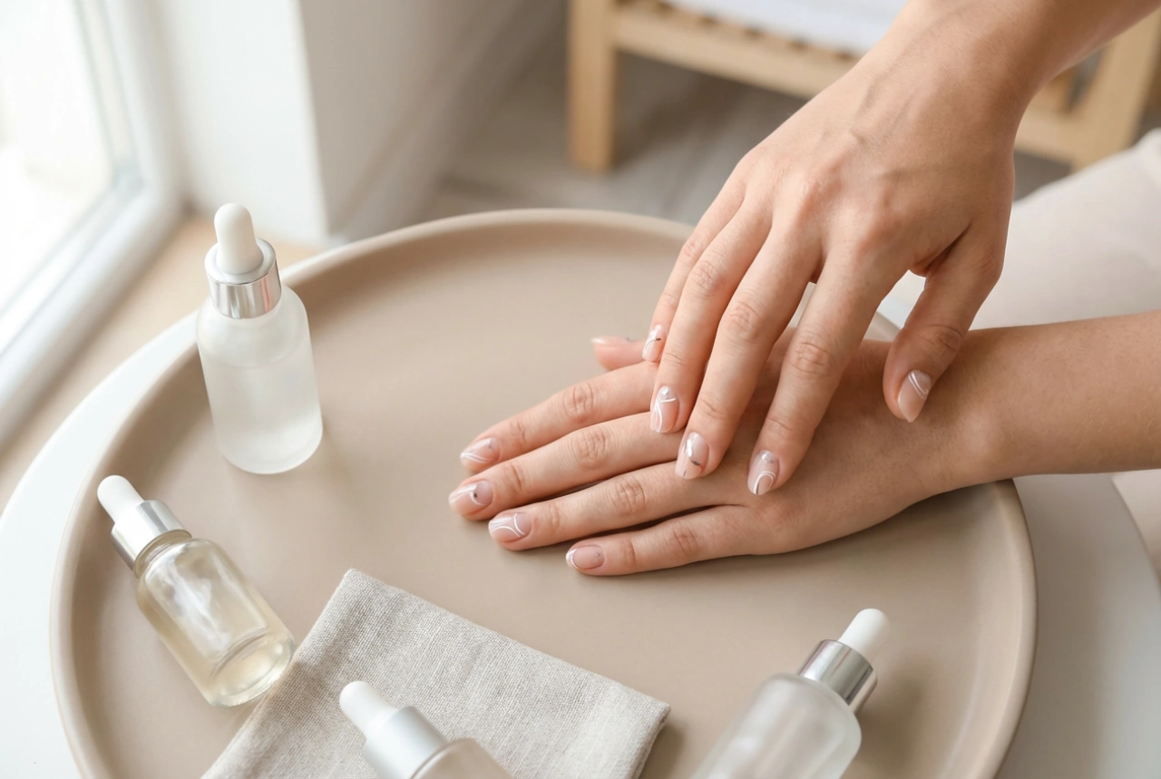 Minimalistische nagels: negative space, dunne lijntjes en accenten