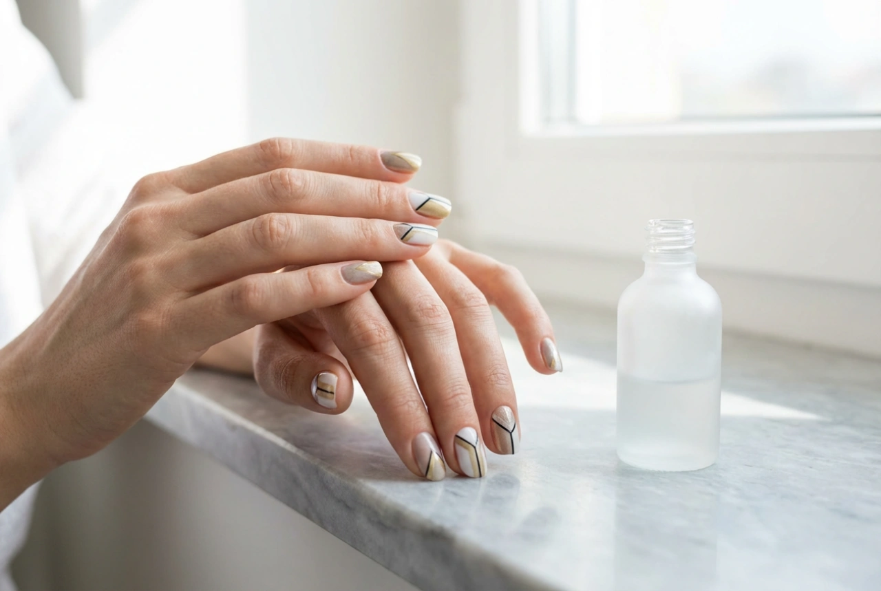 Geometrische nagels: tape, stempels en snelle patronen