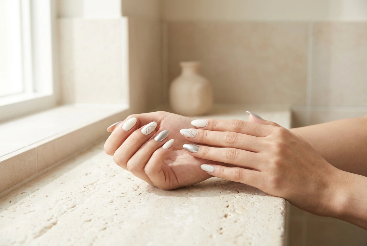Wit-zilveren nagels: elegante combinaties en eenvoudige nail art