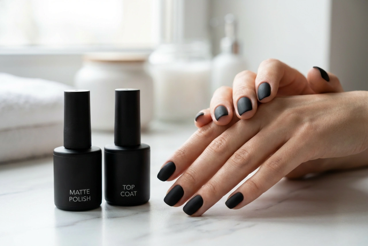 Streepvrije matzwarte nagels: de perfecte basis en matte afwerking