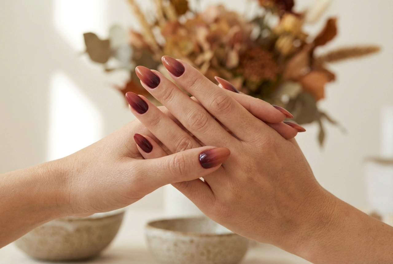 Herfst ombre nagels: kleurenpalet, blending en afwerking