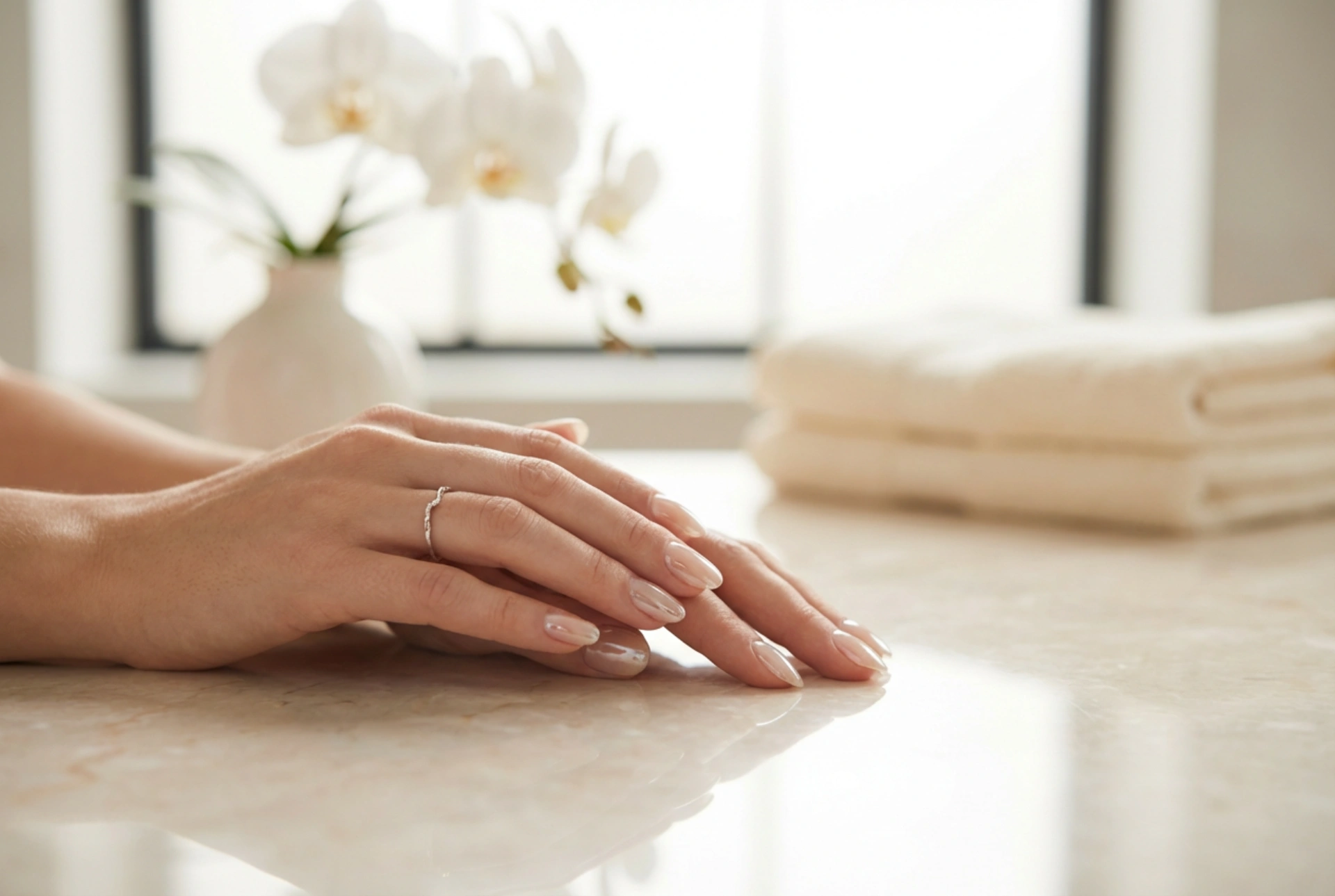 Glaseffect op de handen: glanzende nagels zonder strepen of krassen