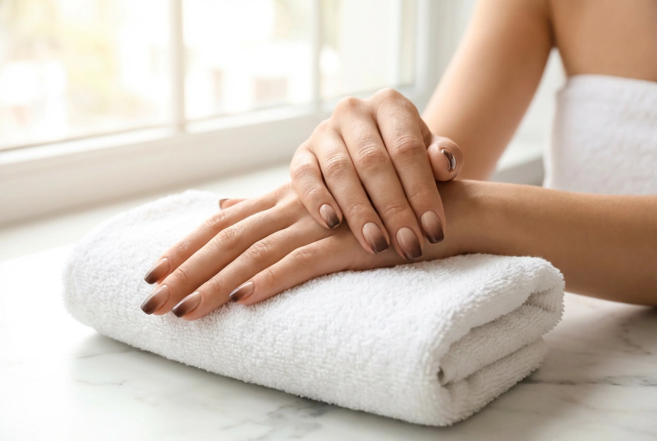 Bruine ombre nagels: een warme gradiënt, de juiste basis kiezen en perfect blenden