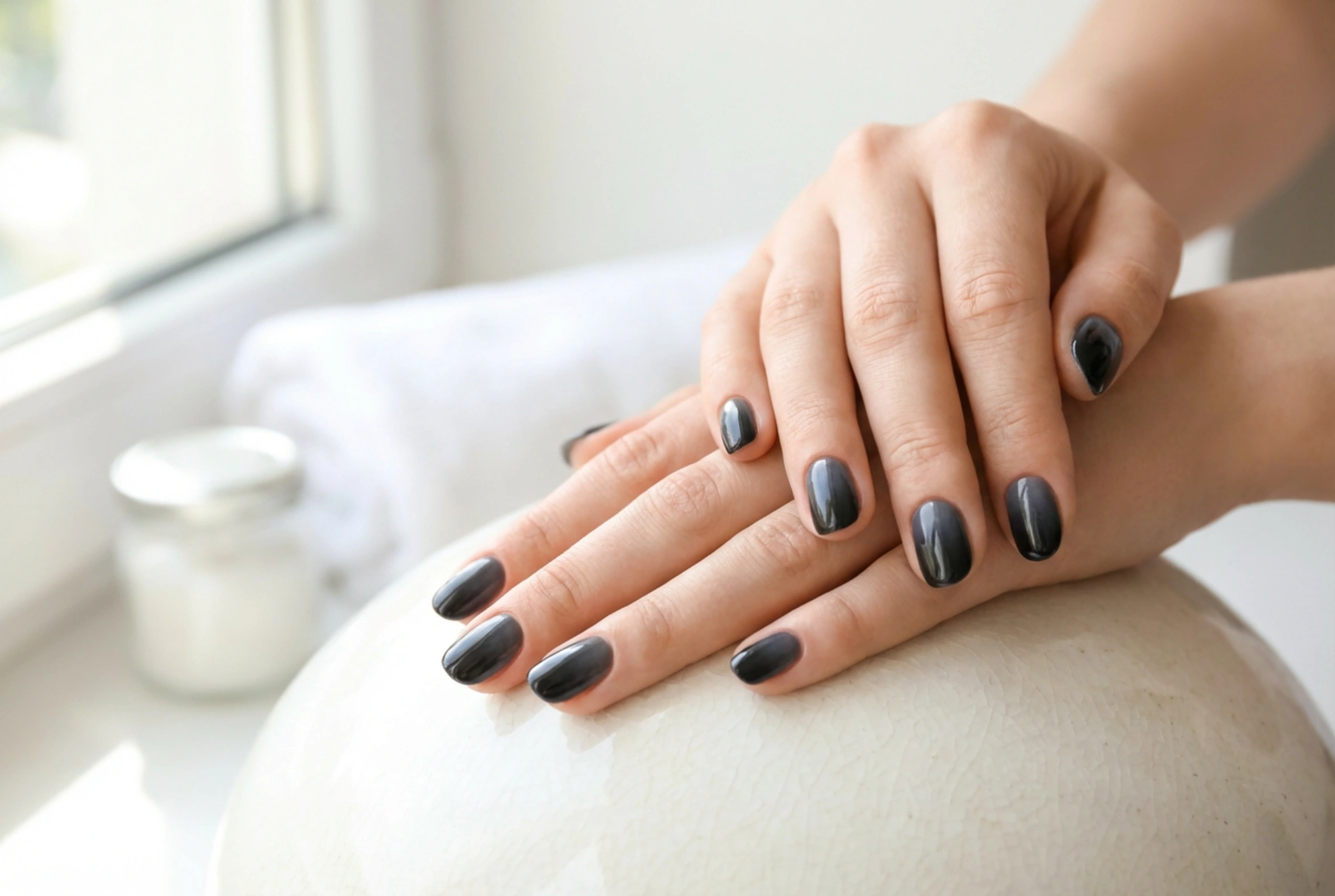 Zwarte ombre nagels: een diep verloop van grafiet naar zwart