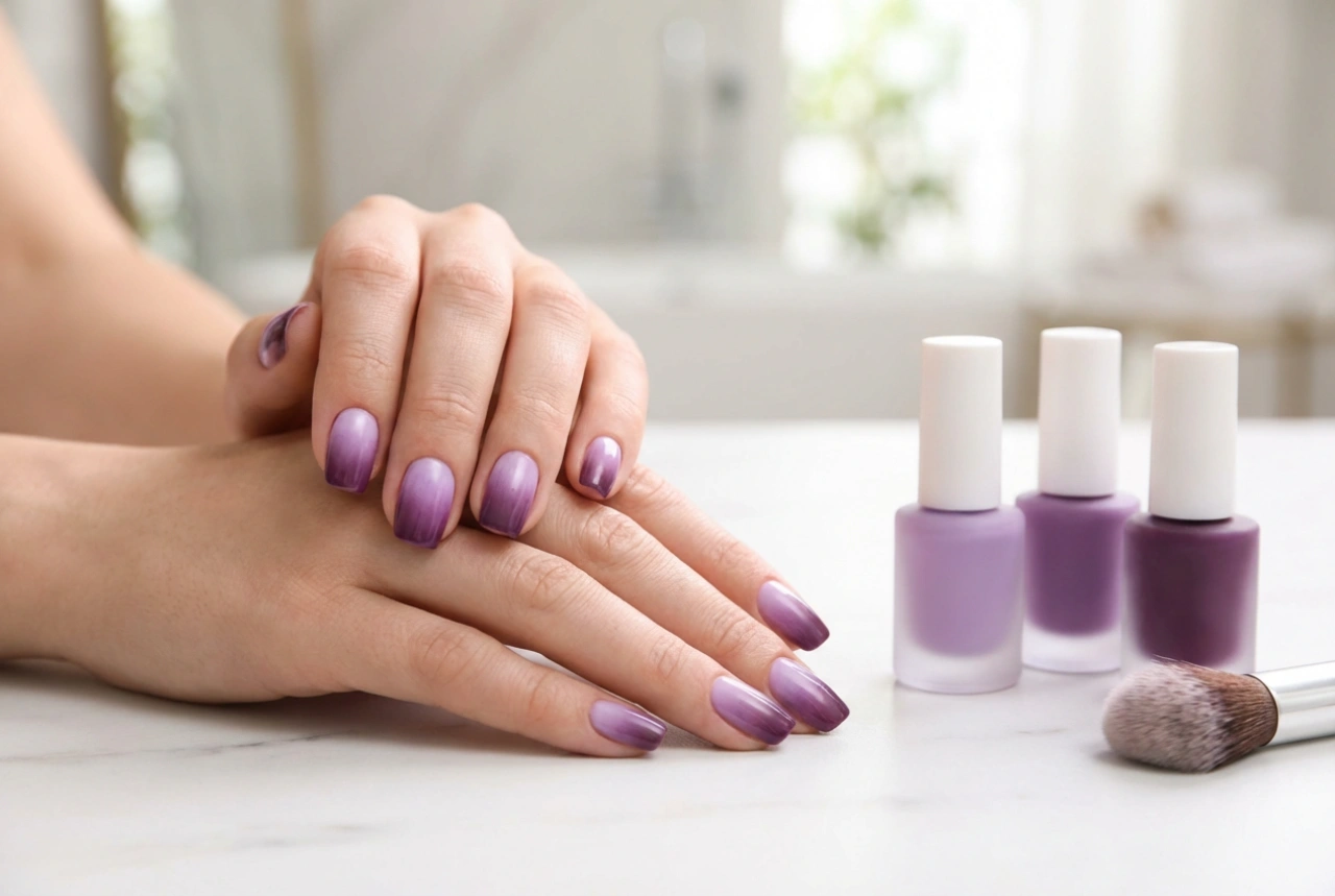 Paarse ombre nagels stap voor stap: hoe je tinten mengt