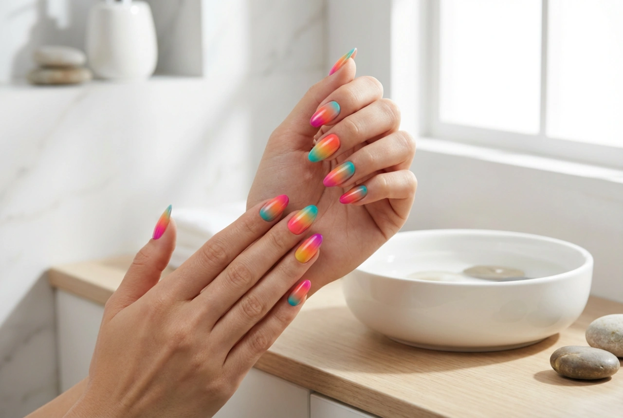 Kleurrijke ombre nagels: technieken om meerdere kleuren te combineren
