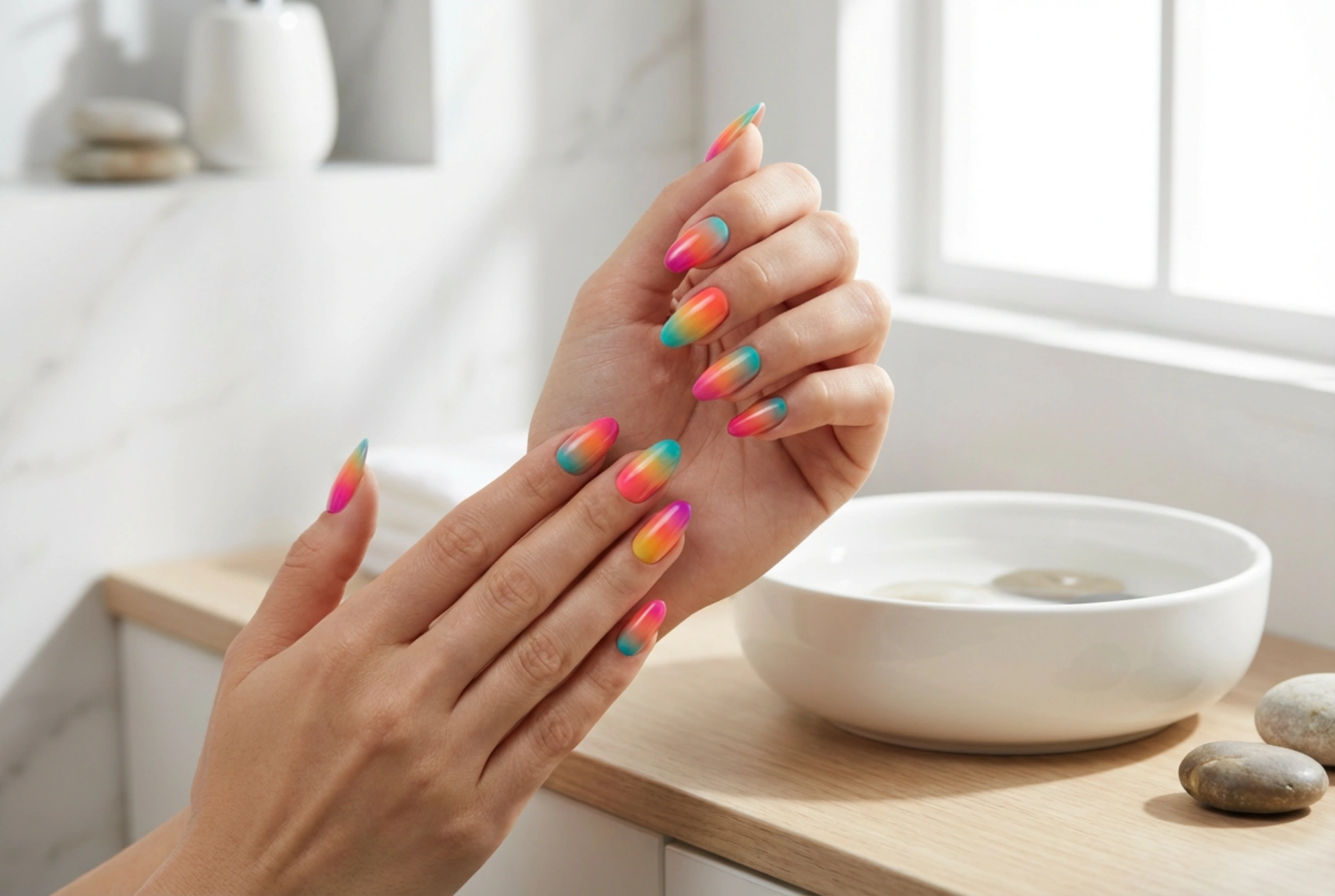 Kleurrijke ombre nagels: technieken om meerdere kleuren te combineren