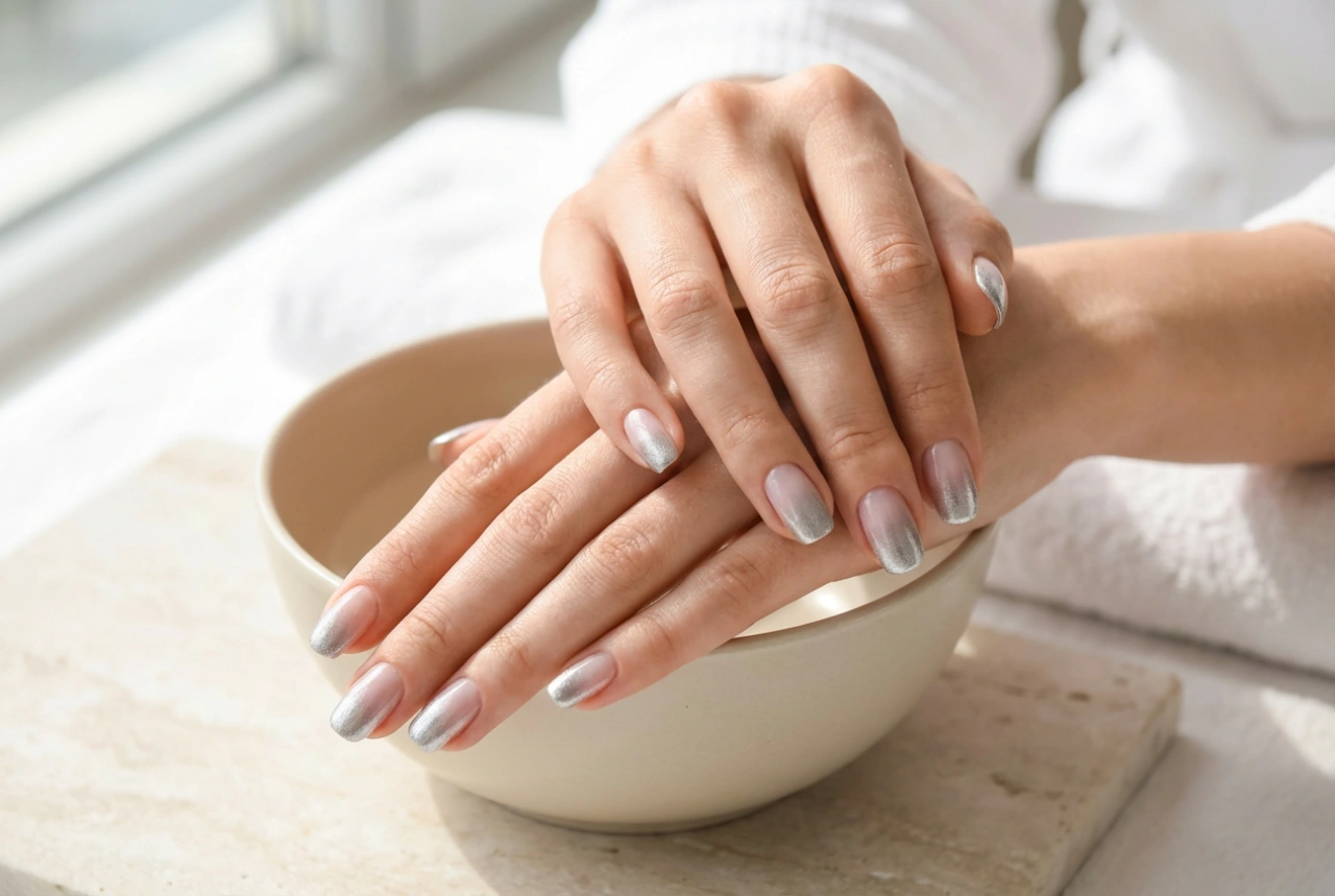 Zilveren Ombré Nagels: Creëer een Naadloze Overgang met Verschillende Basiskleuren