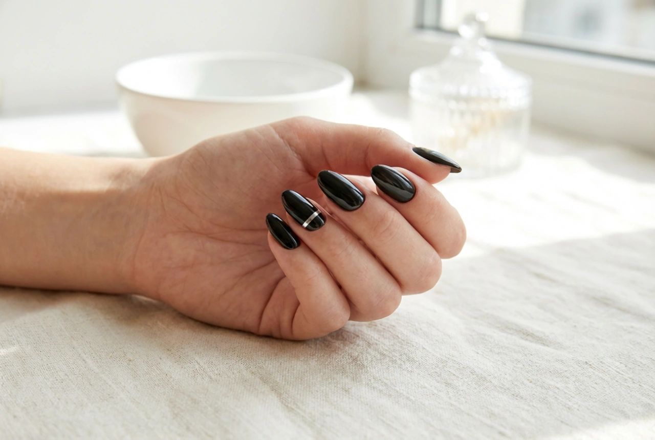 Zilveren en zwarte nagels: een metallic accent en diepzwart stappenplan