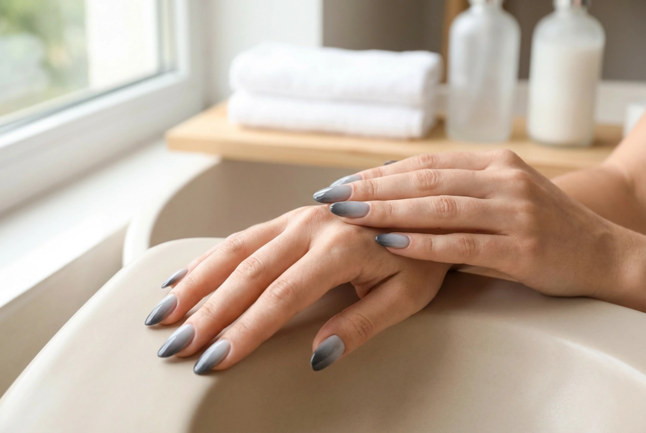 Grijze ombre nagels: tinten kiezen, blenden en topcoat