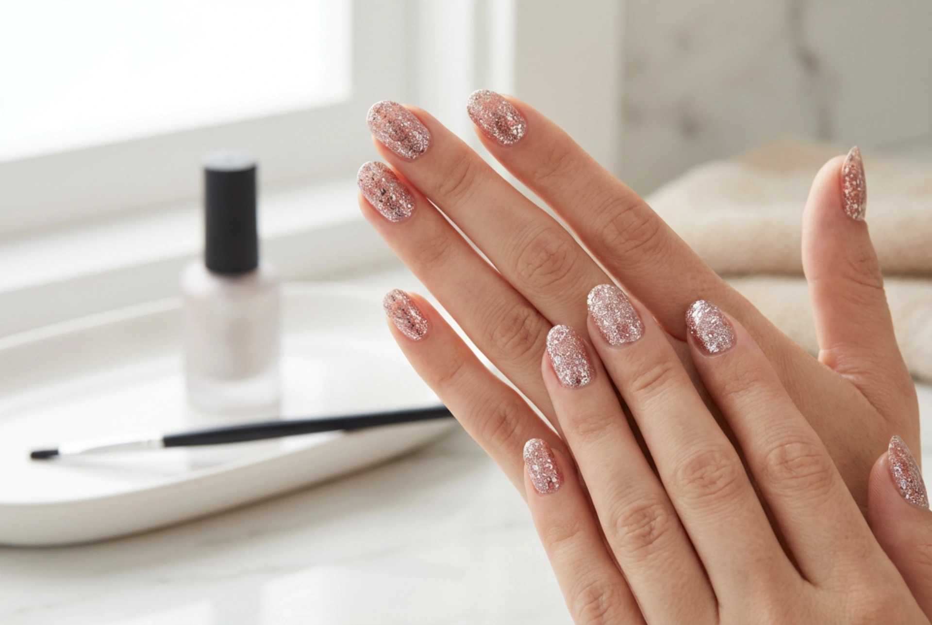 Gellak met glitters: gelijkmatige applicatie en een gladde afwerking