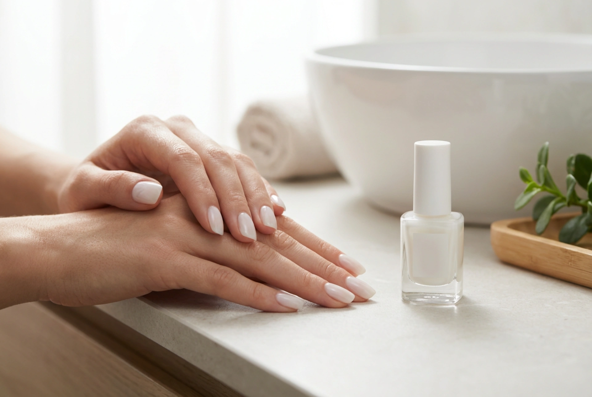 Melkwitte gellak: subtiele dekking en perfecte afwerking