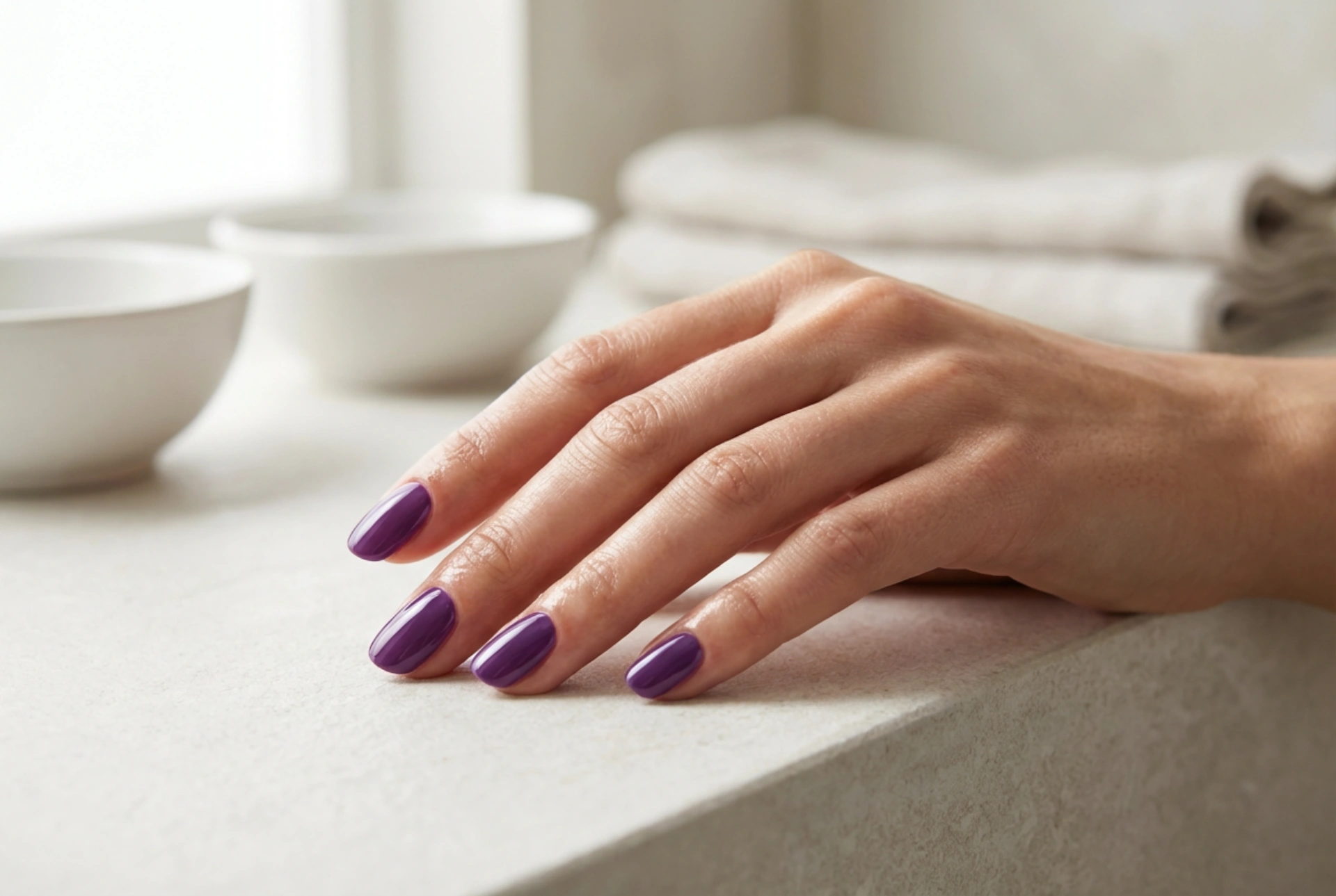 Paarse gellak: hoe je een egale dekking en glans bereikt