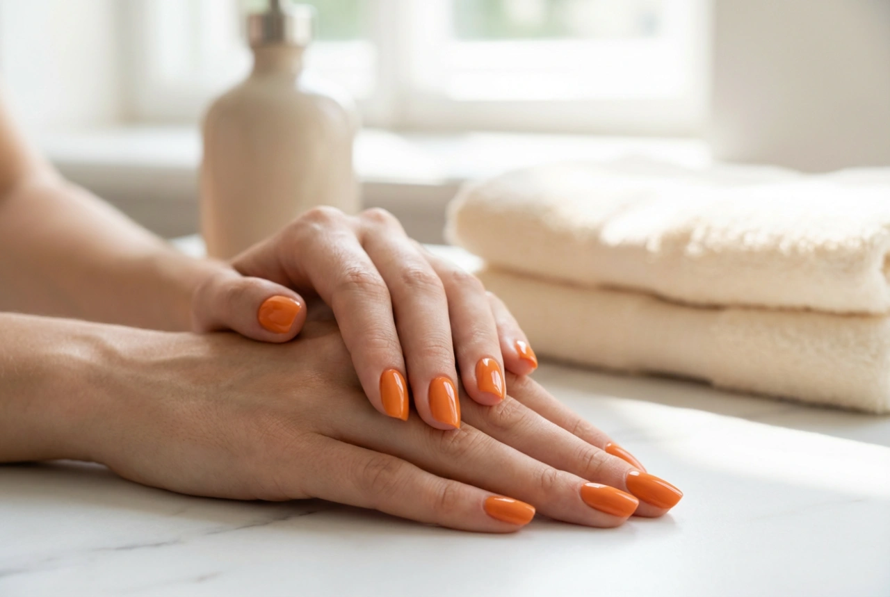 Oranje gellak: perfect dekkende kleur zonder strepen