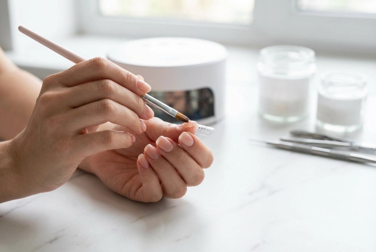 Nagelverlenging met gel: soorten, applicatie op sjablonen en uitharding