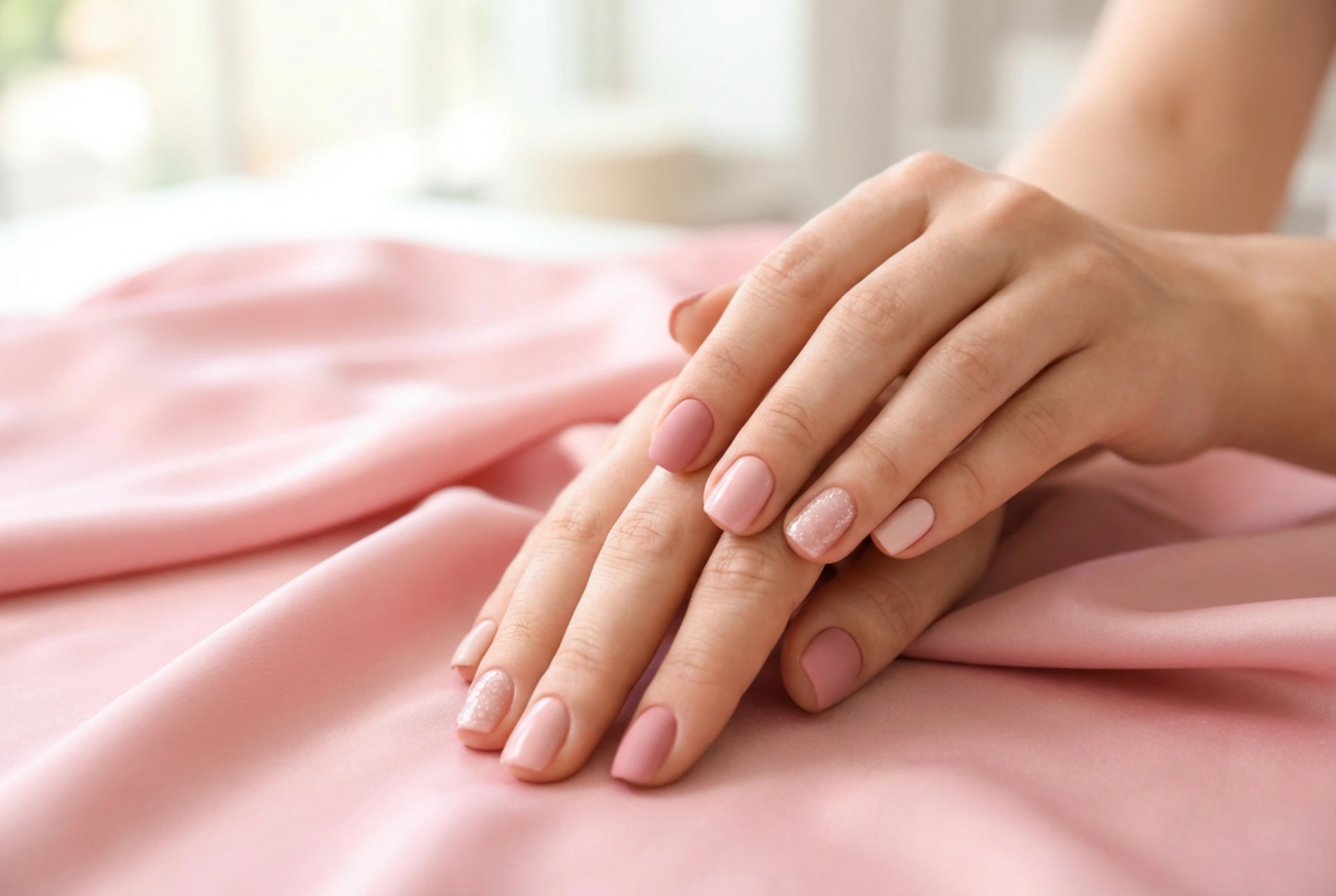 Nagels voor een roze jurk: de keuze van kleur, afwerking en versieringen
