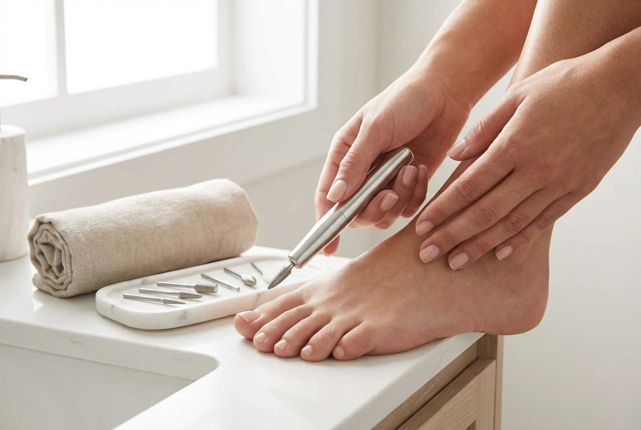 Pedicureapparaat: voorbereiding van de voeten, freesjes en techniek