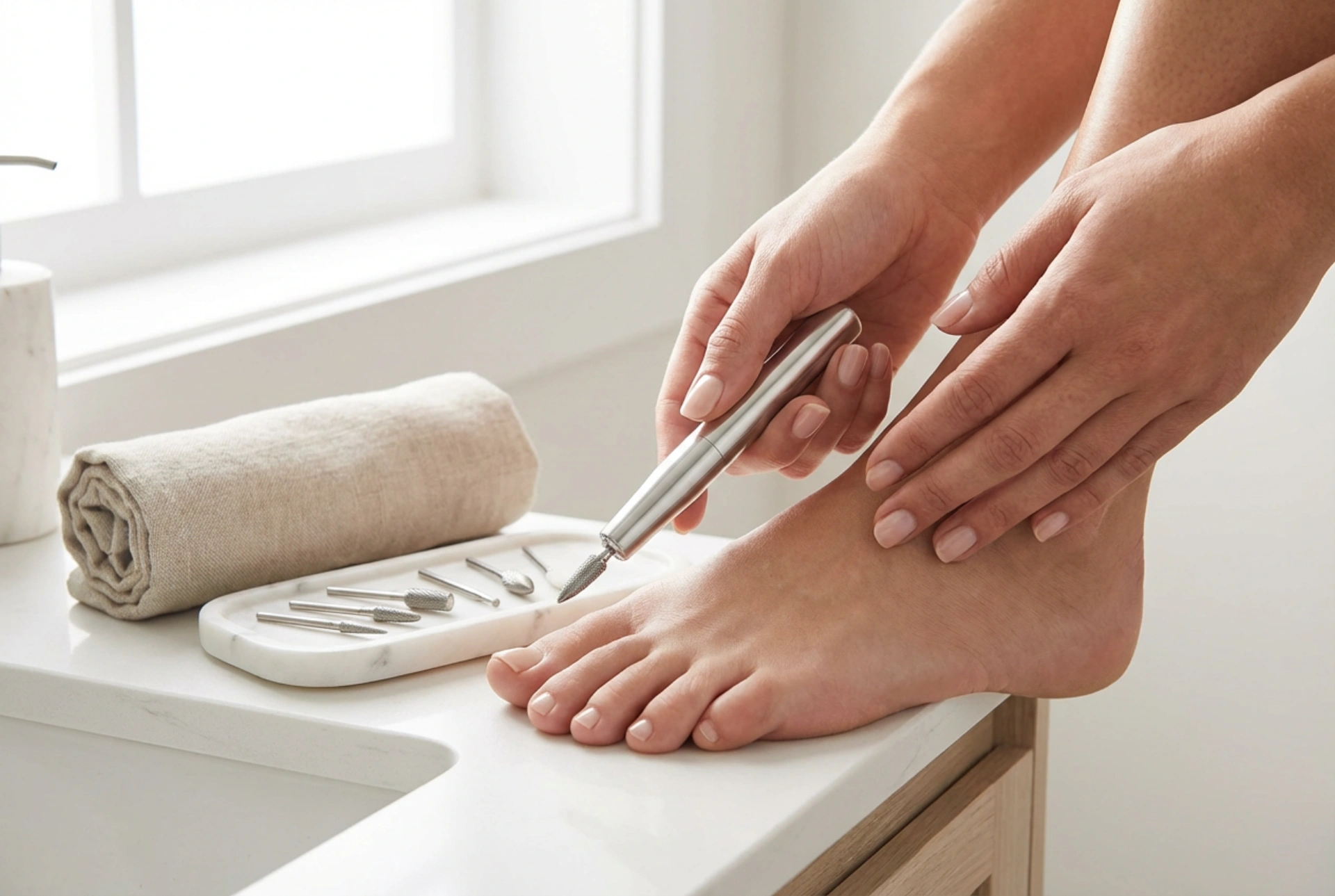Pedicureapparaat: voorbereiding van de voeten, freesjes en techniek