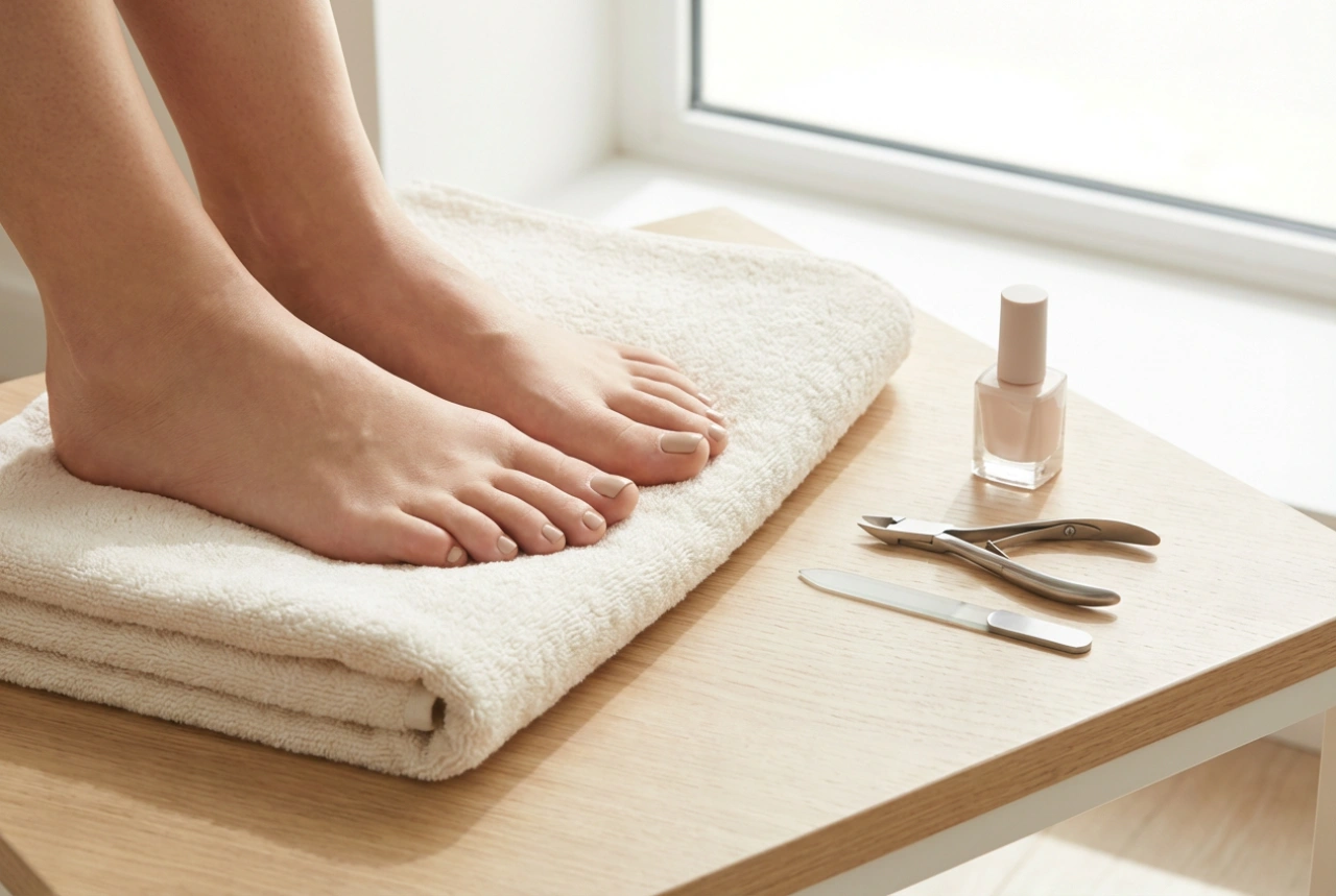 Klassieke pedicure: complete gereedschapsset, nagelriemverzorging en lakken
