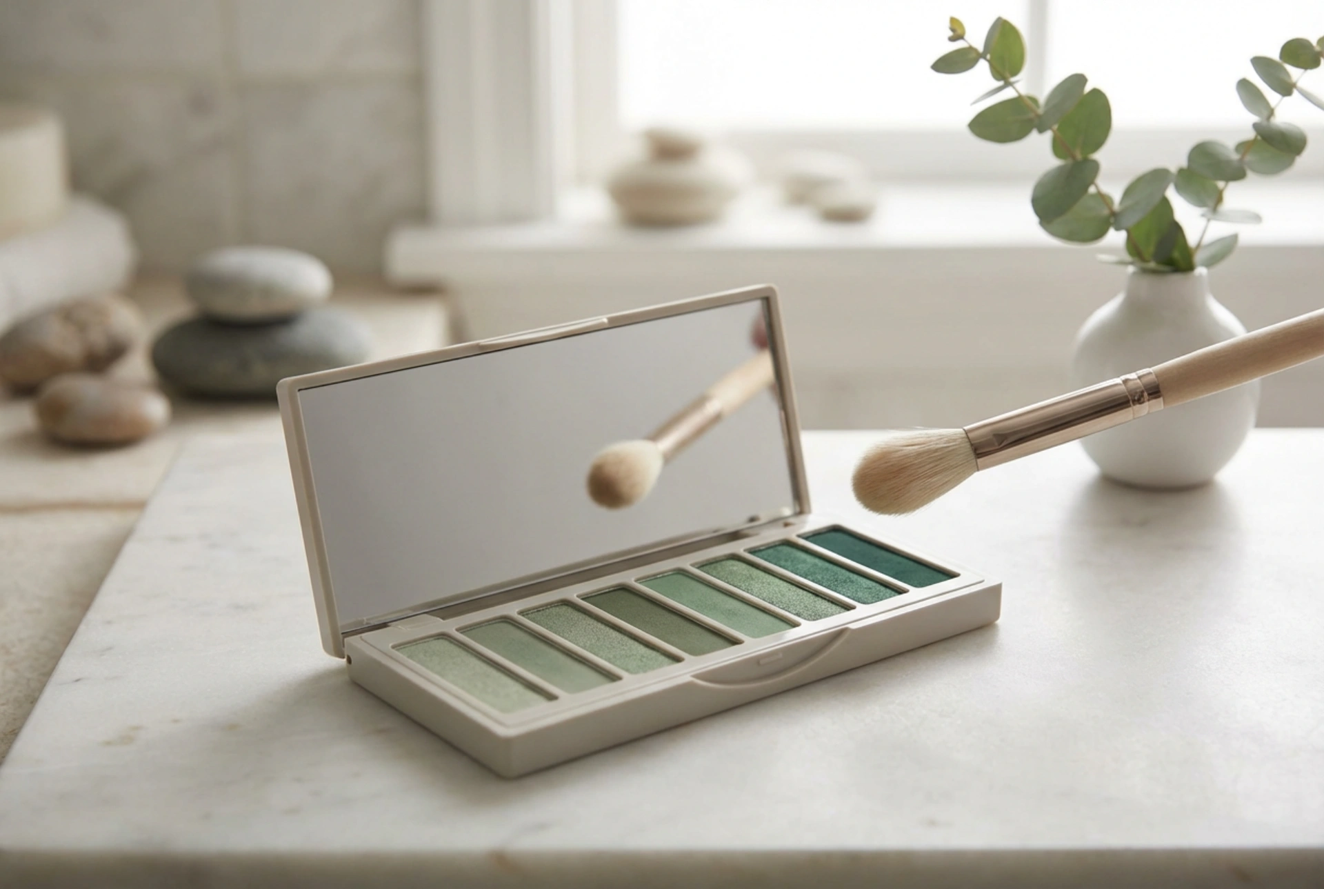Groene oogschaduwpaletten: welke tinten te combineren en hoe overgangen te creëren
