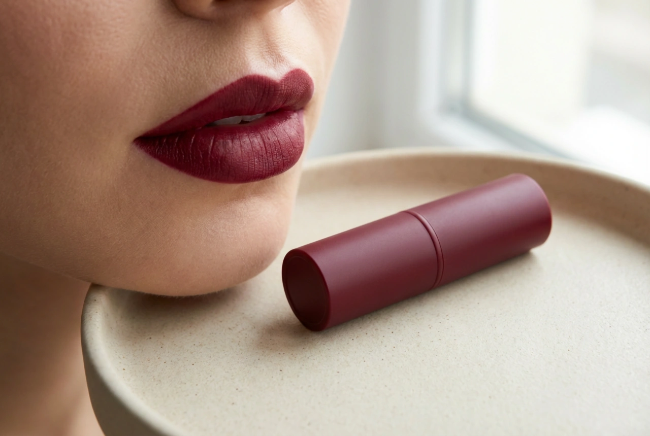 Bourgondische lippenstift: perfecte contour, precisie en kleurvastheid