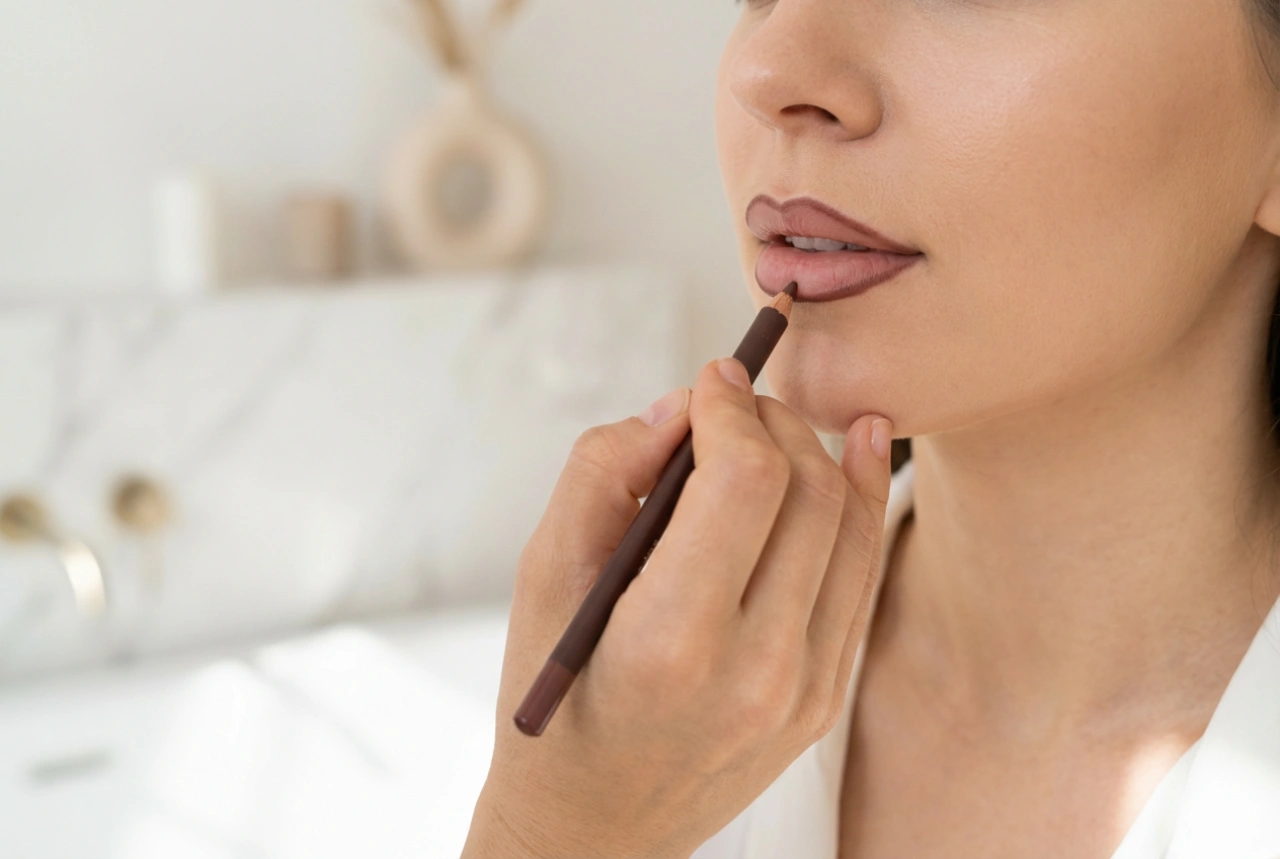 Bruin lippotlood: vormgeven en zachte schaduwen creëren