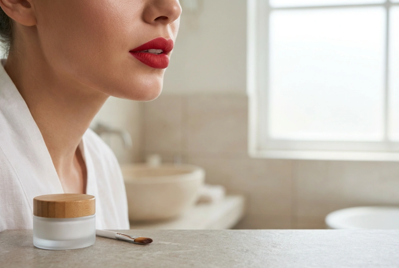 Rode lippen zonder uitlopen: voorbereiding, contour en fixatie