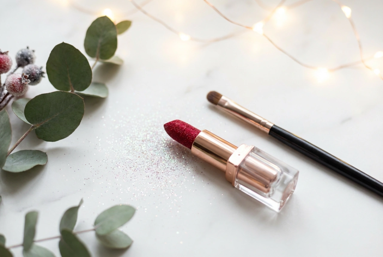 Glitterlippenstift voor de feestdagen en carnaval: hoe aanbrengen en fixeren