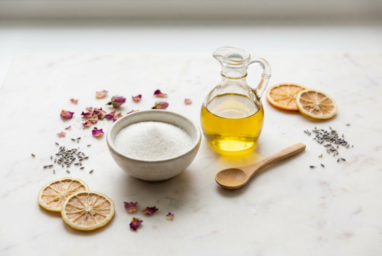 Zelf suikerscrub maken: verhoudingen van olie en suiker, ingrediënten en massage